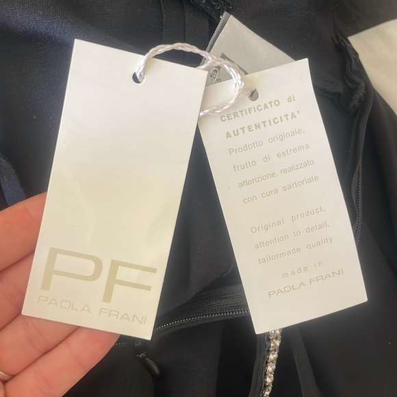 NWT - PF Paola Franzi little black dress w/lace trim - size 44(fits like an S/M) - Picture 8 of 9